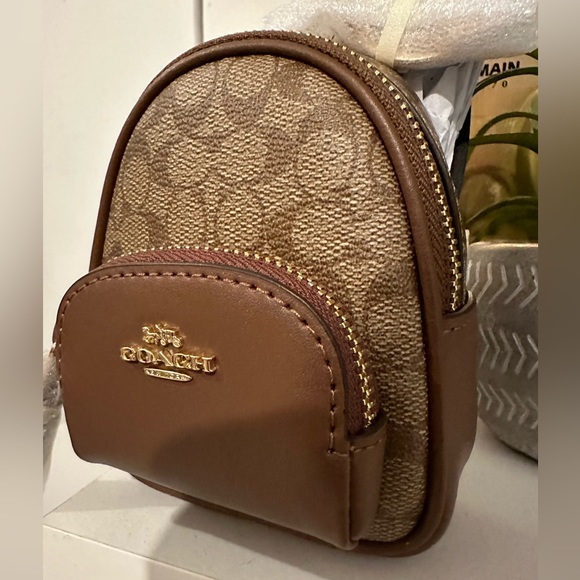 Coach Accessories Mini Court Backpack Bag Charm In Signature Canvas